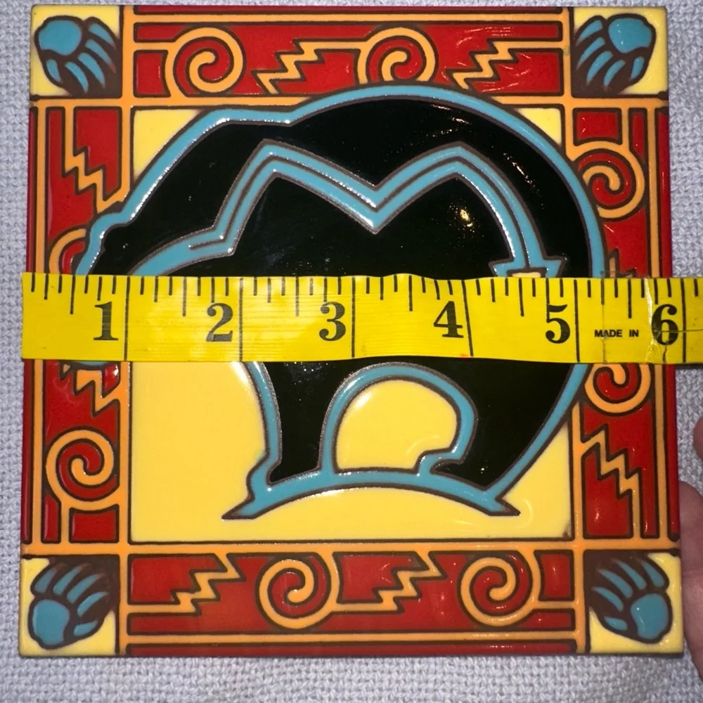 2006 Earthtones Hand Glazed Decorative Art Tile 6x6 Black Bear Native American